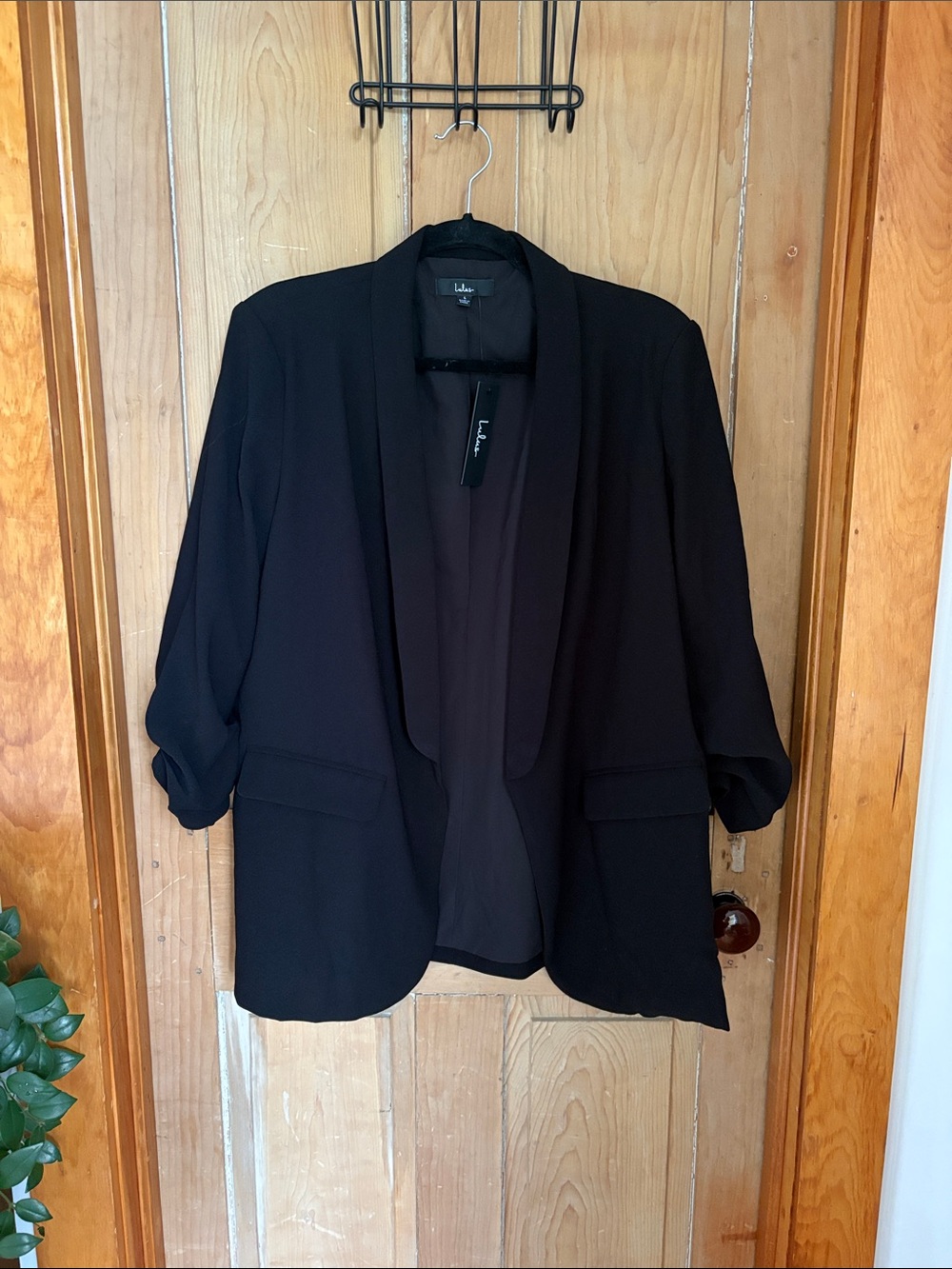 Lulu's Black Open-Front Shawl Collar Blazer